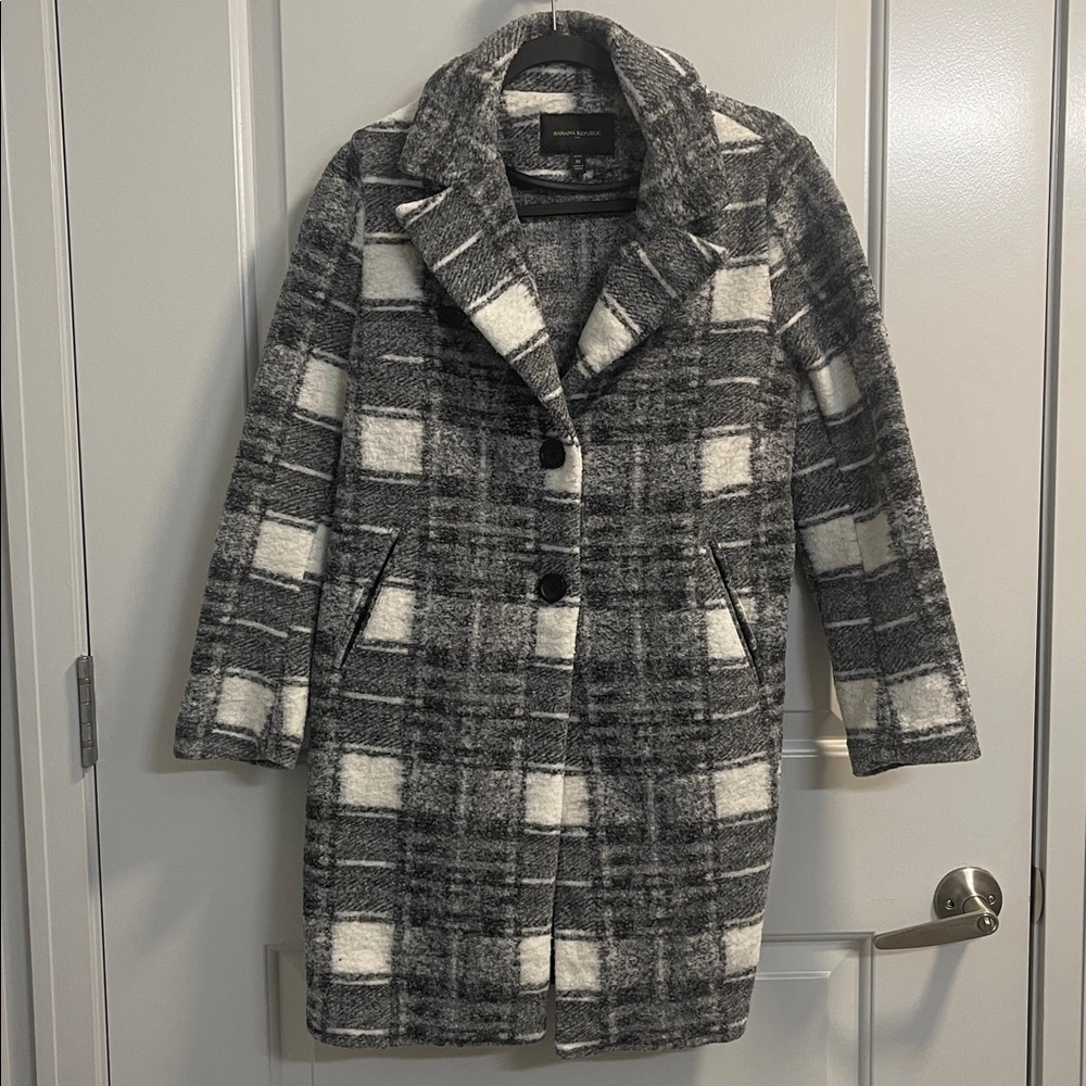 Banana Republic Charcoal and Cream Overcoat